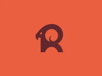 R am bighorn geometric horn letter r logo logo design r ram simple