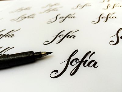 Sofia brush pen calligraphy cursive hand drawn lettering signature sofia