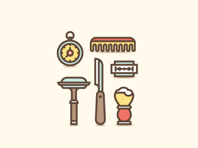 Shaving blade comb icon illustration kit man razor shave vector