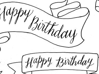 Happy Birthday banners banner calligraphy illustration scan script