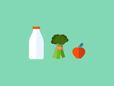 Groceries apple broccoli food groceries icon illustration illustrator milk minimal vector