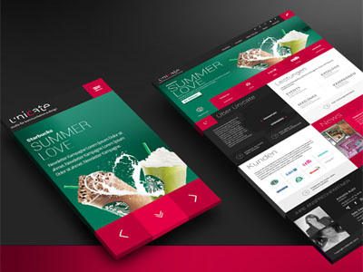 New agency page clean desktop flat mobile red responsive ui ux webdesign