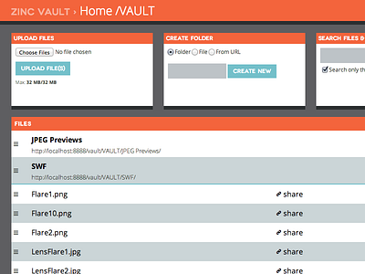 ZINC Vault file management vault