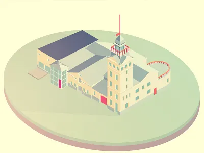 Old Fire Station fire station illustration isometric