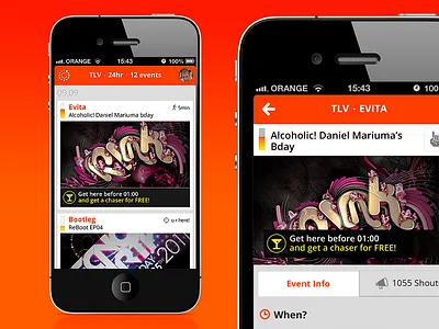 WhatsHot NightLife App TLV :) coupon drink events feeds hot live location party pulse shouts tel aviv time