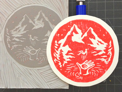 Dont Go In The Water coaster gohemu lino print mountain print