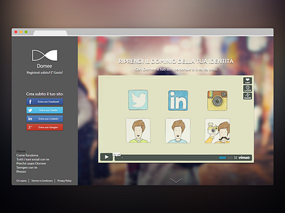Domee - Homepage Design blur facebook graphic design grey homepage social user experience user interface web design website white