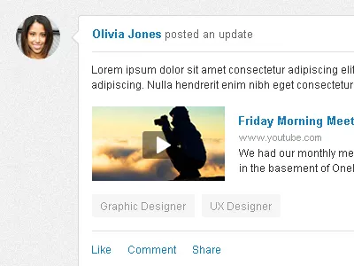 SkillPages Logged in Homepage activity stream clean comment crisp homepage like share skillpages update video