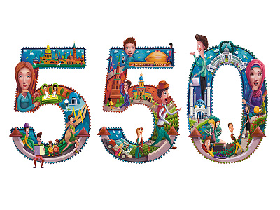 Mail.ru City Statistics: Kazan advert andrew lebedinsky character cities illustration kazan mailru numbers statistics