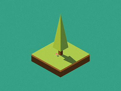 Tree and mushrooms amanita forest illustration isometric mushroom tree vector