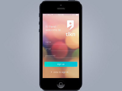 Tlkn - Sign up blur flat form ios login minimal mobile register signup tlkn ui