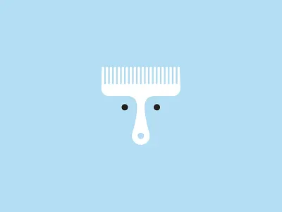 Pet Styling blue comb dog icon identity illustration logo mark