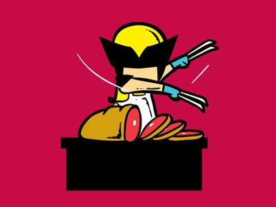 Part Time Job 003 - Meat Shop comic flying mouse 365 funny gaming illustration lol marvel movie pop culture super heroes wolverine