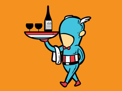 Part Time Job 002 - Restaurant captain america comic cute flying mouse 365 funny gaming illustration lol marvel movie pop culture super heroes