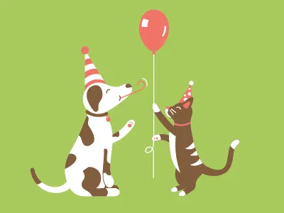 Birthday Pets 3 color animals birthday cat cute dog illustration party pet pets t shirt