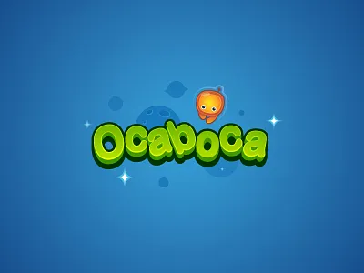 Ocaboca astronaut character cute game logo planets space typo vector