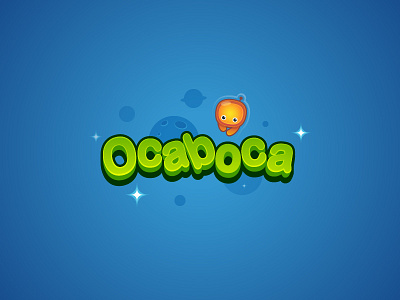 Ocaboca astronaut character cute game logo planets space typo vector