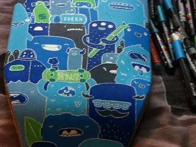 Longboard WIP doodles longboard monsters posca samnuts