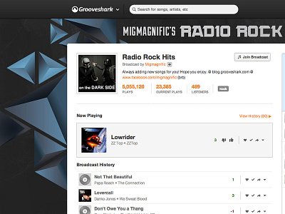 Custom Broadcast Skin dark grooveshark illustration music pyramids radio rock skin theme