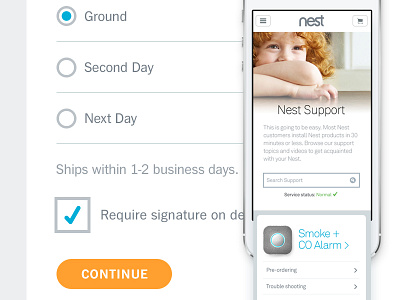 Nest Support & Store checkout mobile nest responsive shipping store support