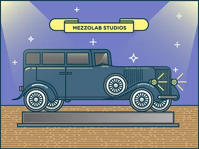 Classic Car 34 car flat illustration mezzolab strokes vector