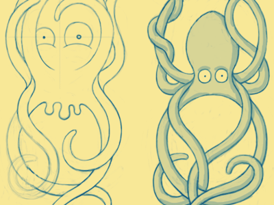 Octopus cartoonish fangs fish monster octopus seamonster sketch squid tentacles toony