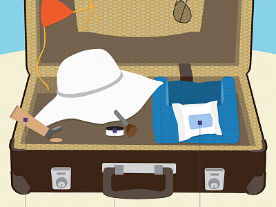 Weekend Trip beach fashion illustration infographic makeup patterns suitcase vector