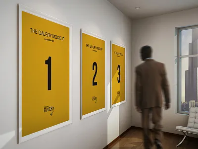The Gallery Mockup a4 exhibition gallery mock museum photoshop poster presentation psd show smart up