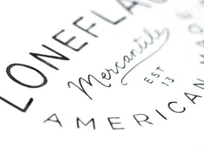 Lone Flag Mercantile hand drawn t shirt typography watercolor