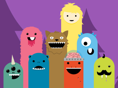 Monsters design flat halloween illustration monster vector