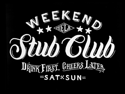 Weekend Stub Club brush cronies drawn hand lettering pen rat tattoo type