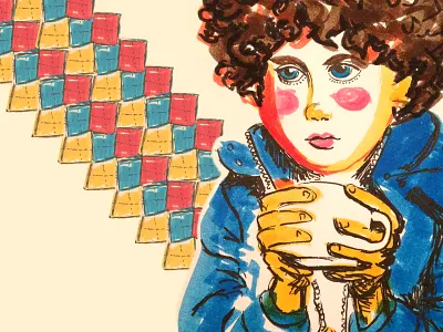 Boy drawing illustration markers