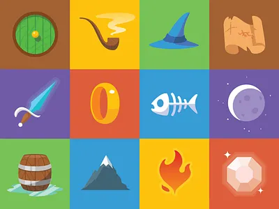 Hobbit Icons illustration vector