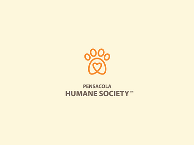 Pensacola Humane Society rebrand group heart humane logo mark monoline orange paw people shelter simple