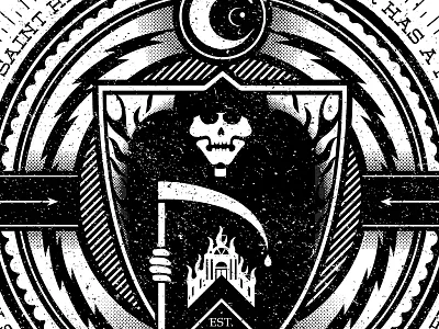 Every saint has a past... arrows badge church dark death fire grimreaper lightning moon priest texture tshirt