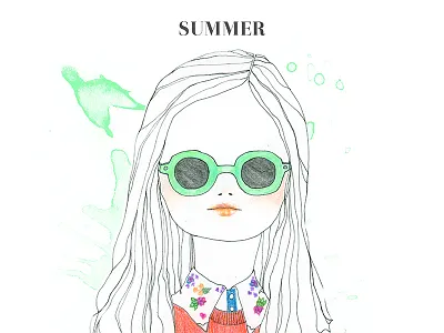 Watercolor & Color Pencil Illustration color pencils fashion illustration ink manipulation sunnies watercolor