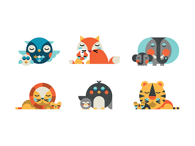 round animals animal elephant fox kids lion owl penguin tiger