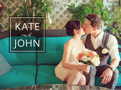 Kate and John save the date bombshell invitation postcard save the date