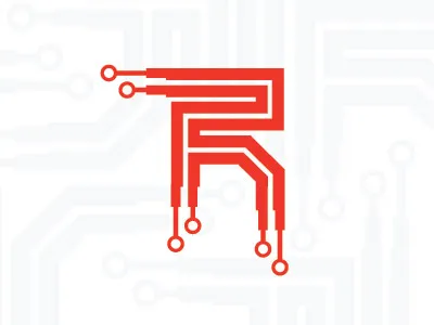 Red Computers circuit board computers it logo red