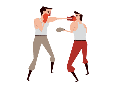 Cock Fight boxer boxing character illustration vintage