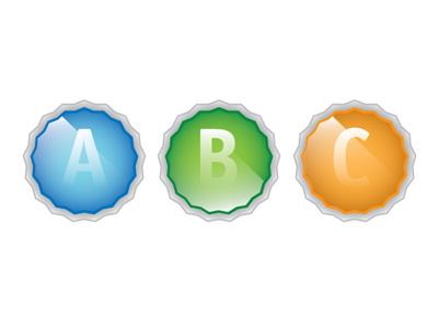 Multiple Choice Badges badge blue green orange