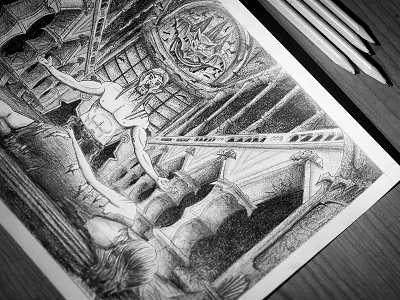 Vampiric Pencil Illustracion bat castle charcoal drawing horror illustration pencil vampire vampiric