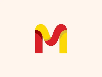 Em flat letter logo shadow typography