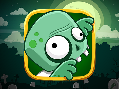 Horror Run Icon cartoon cemetery flat game graveyard halloween icon illustration night nightmare zombie