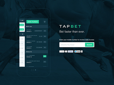 Early Access app bet clean dark flat ios ios7 landing sport ui web