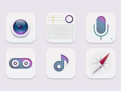 Cyan & Purple tangle camera campass icon music radio recorder voice