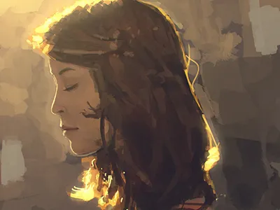 backlit girl illustration light painting portrait