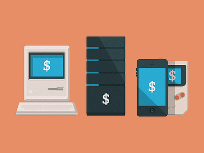 Money and Tech flat illustration texture vector