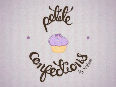 Petite Confections by Yoshimi bakery cupcake illustration lettering logo