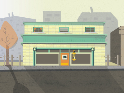 Barber Shop building city fall illustration